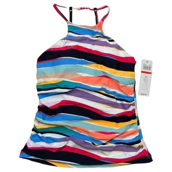 Anne Cole Womens XS Wavy Stripe Halter Tankini Swim Top - Picture 5 of 14